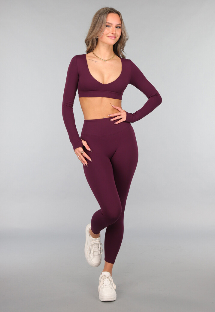 Aubergine Longsleeve stretch Sporttop