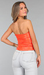 Strapless Oranje Vegan Leren Top