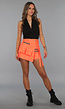 Neon Oranje Skort met Cargo Zakken