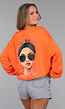 Oranje Koningsdag Sweater Dames met Queen Bae Print