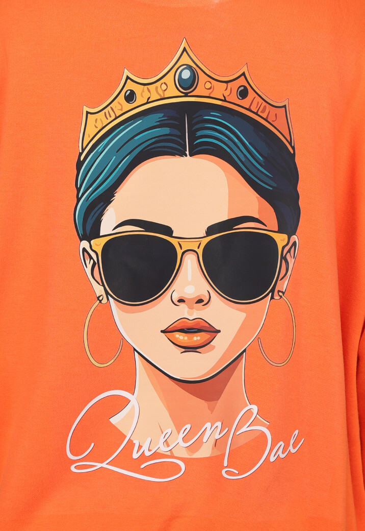 Oranje Koningsdag Sweater Dames met Queen Bae Print