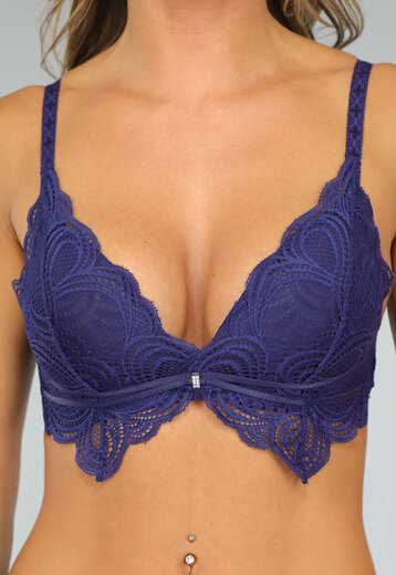 Navy Soft Bra met Kanten Design