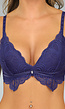 Navy Soft Bra met Kanten Design