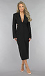 Zwarte Cut Out Midi Jurk met Blazer Look