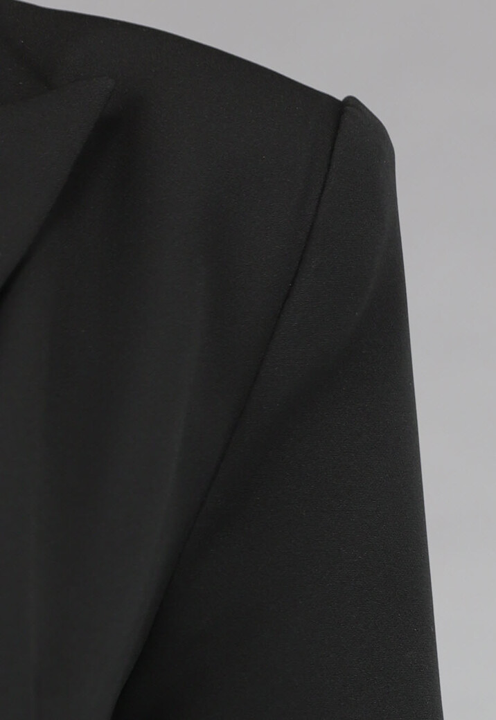 Zwarte Cut Out Midi Jurk met Blazer Look