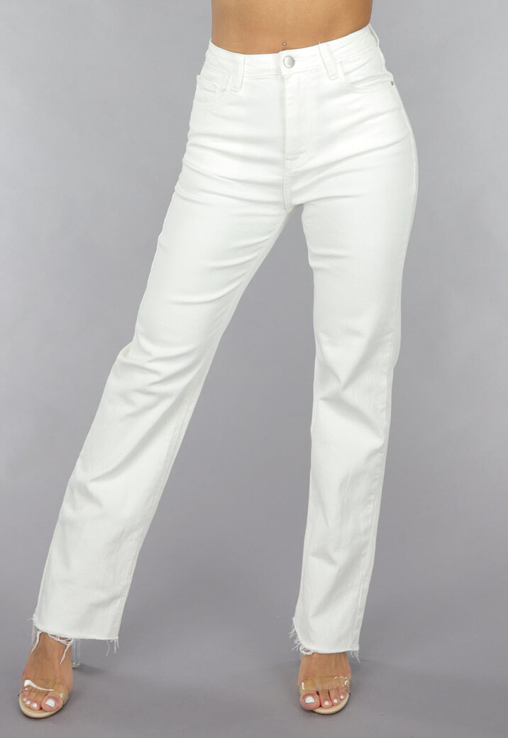 High Waist Straight Leg Witte Jeans