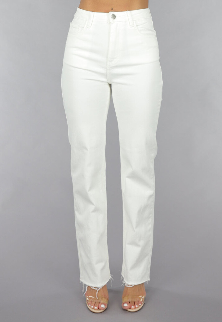 High Waist Straight Leg Witte Jeans