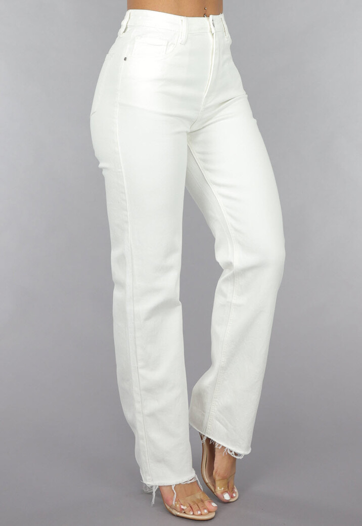 High Waist Straight Leg Witte Jeans