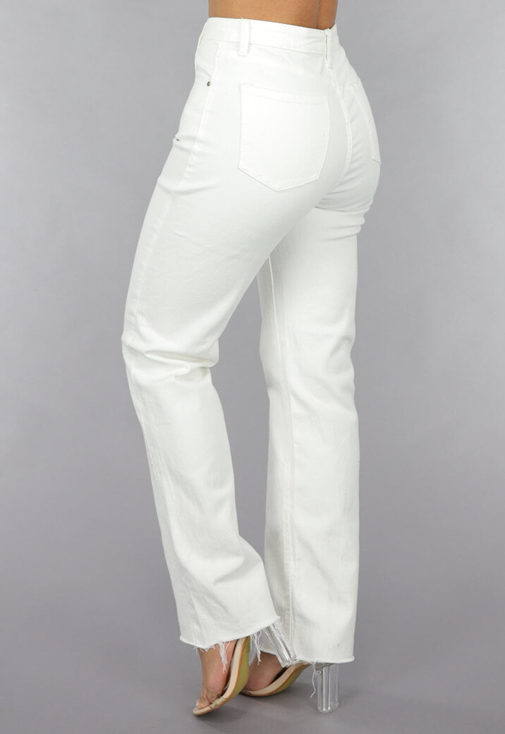 High Waist Straight Leg Witte Jeans