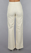Beige Straight Leg Jeans met Pin Stripe Print en Hoge Taille