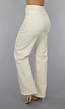 Beige Straight Leg Jeans met Pin Stripe Print en Hoge Taille