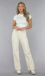 Beige Straight Leg Jeans met Omgeslagen Pijpen