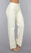 Beige Straight Leg Jeans met Omgeslagen Pijpen