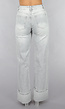 Grijze Mid Waist Omgeslagen Straight Leg Jeans