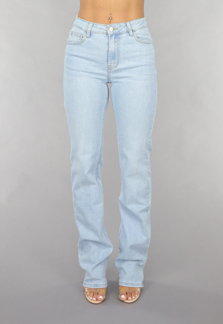 Lichtblauwe Tall Mid Waist Straight Leg Jeans