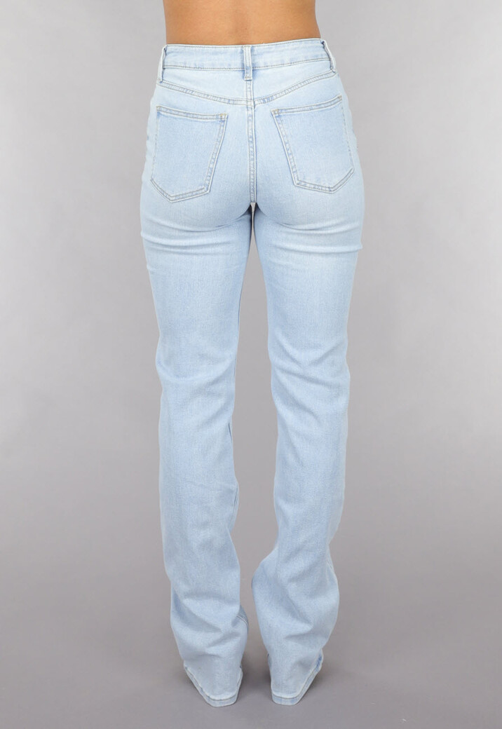 Lichtblauwe Tall Mid Waist Straight Leg Jeans