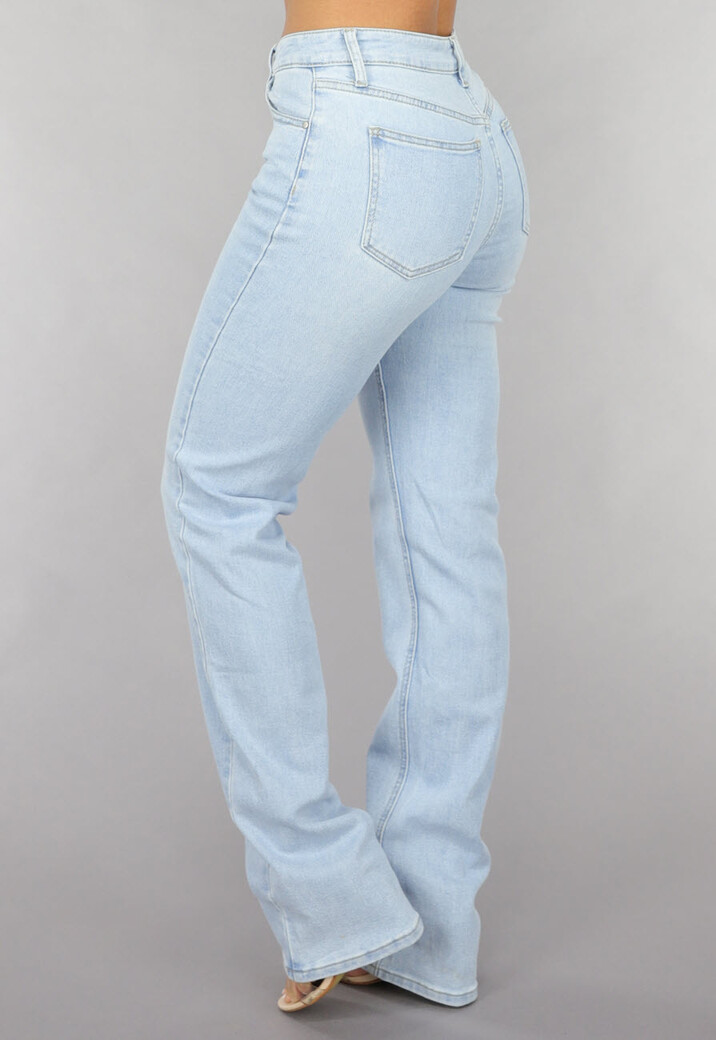 Lichtblauwe Tall Mid Waist Straight Leg Jeans