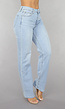 Lichtblauwe Mid Waist Straight Leg Jeans