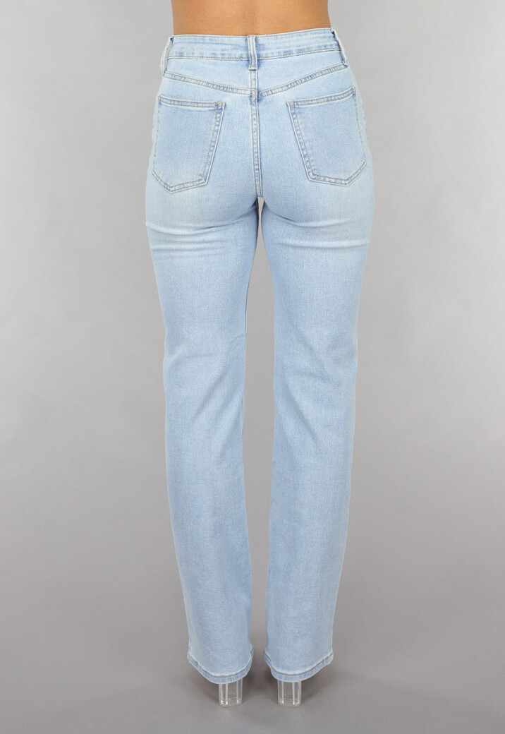 Lichtblauwe Mid Waist Straight Leg Jeans