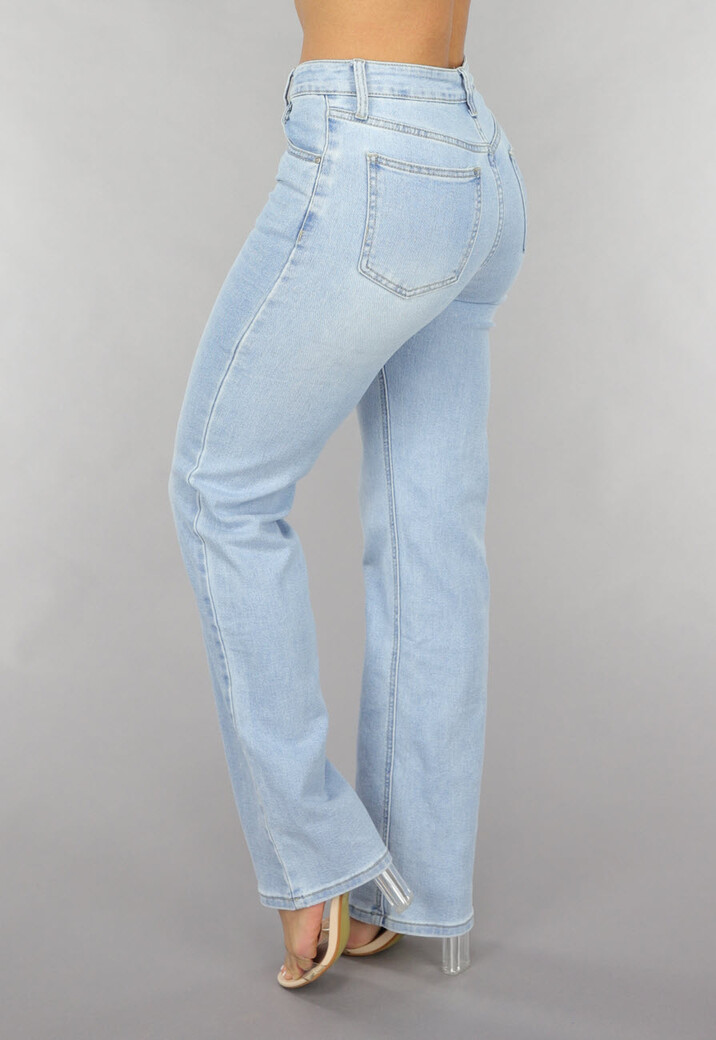 Lichtblauwe Mid Waist Straight Leg Jeans