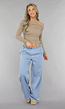 Low Waist Tall Wide Leg Jeans met Strikdetails