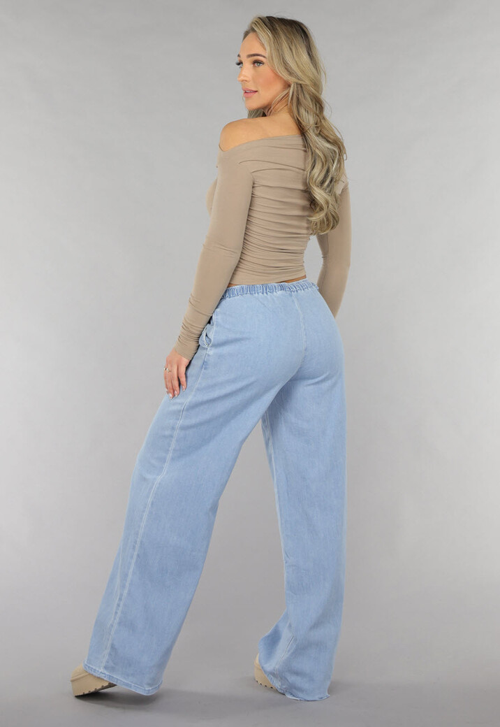 Low Waist Tall Wide Leg Jeans met Strikdetails