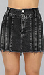 Antraciet Denim Skort met Lichte Rafels