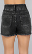 Antraciet Denim Skort met Lichte Rafels