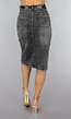 Antraciet Denim Midi Rok met Riempje