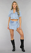 Lichtblauwe Denim Overslag Skort
