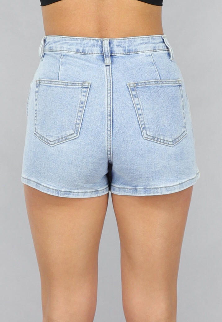 Lichtblauwe Denim Overslag Skort