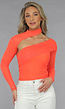Oranje Asymmetrische Glitter Top