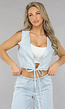 Denim Wikkel Top met Strikdetail