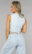 Denim Wikkel Top met Strikdetail