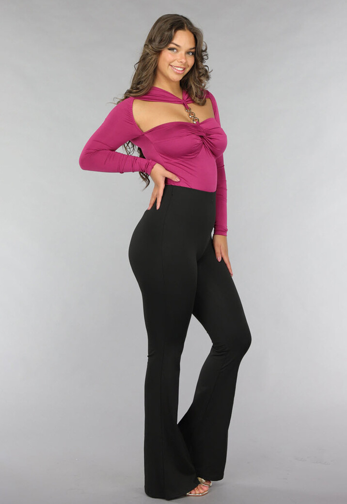 Padded Bodysuit met Gouden Details in Berry