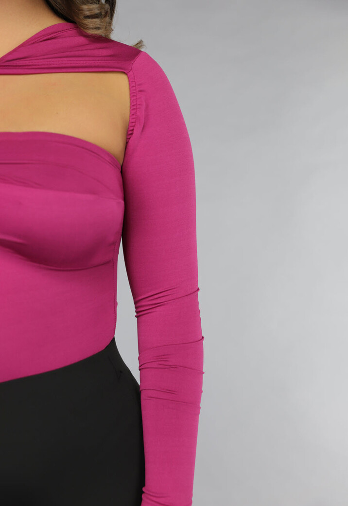 Padded Bodysuit met Gouden Details in Berry