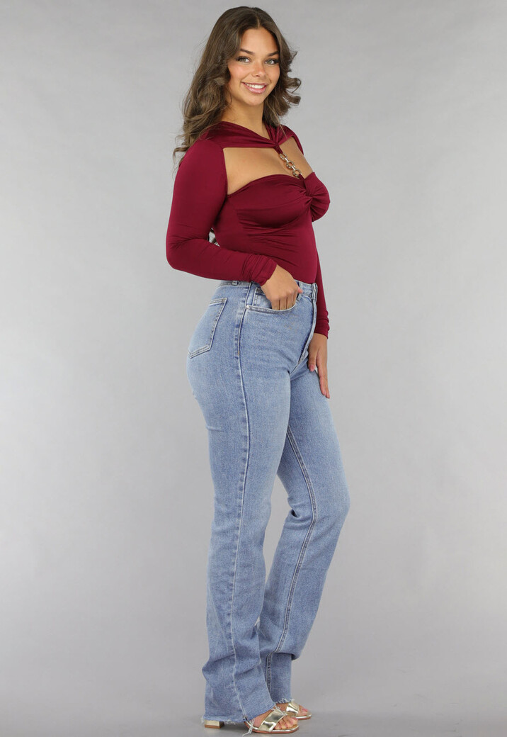 Burgundy Bodysuit met Twist Detail