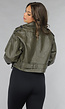 Korte Khaki Lederlook Jasje
