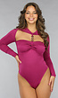 Padded Bodysuit met Gouden Details in Berry