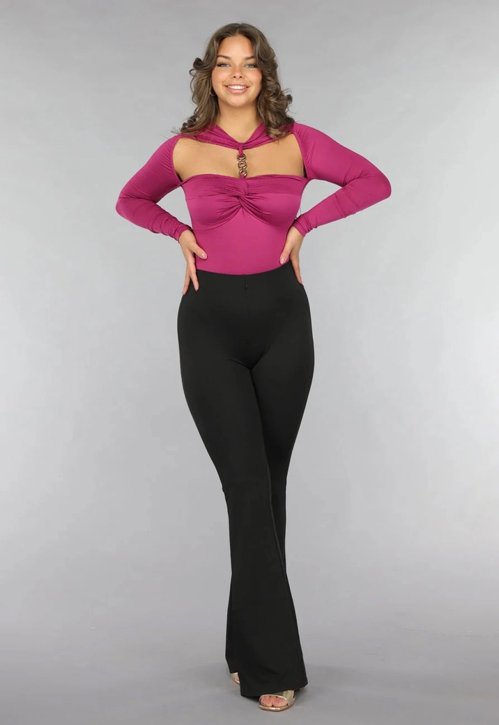 Padded Bodysuit met Gouden Details in Berry