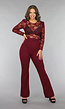 Burgundy Jumpsuit met Kanten Details