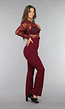 Burgundy Jumpsuit met Kanten Details