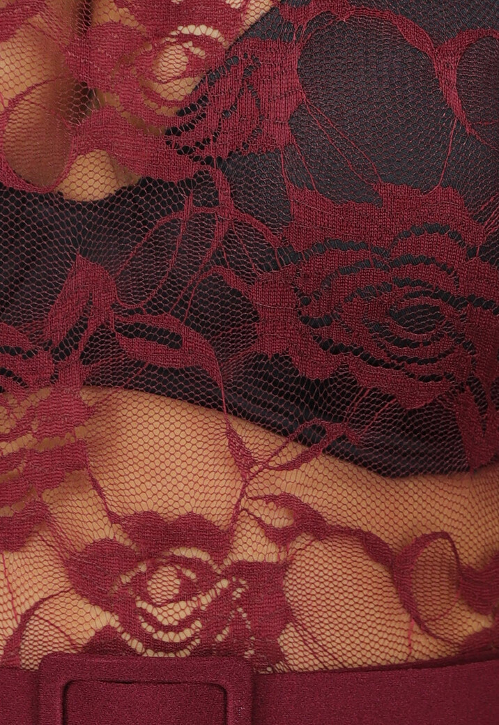 Burgundy Jumpsuit met Kanten Details