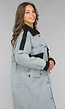 Denim Mantel Jas met Zwarte Details