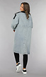 Denim Mantel Jas met Zwarte Details