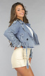 Blauw Jeans Jasje in Cropped Model