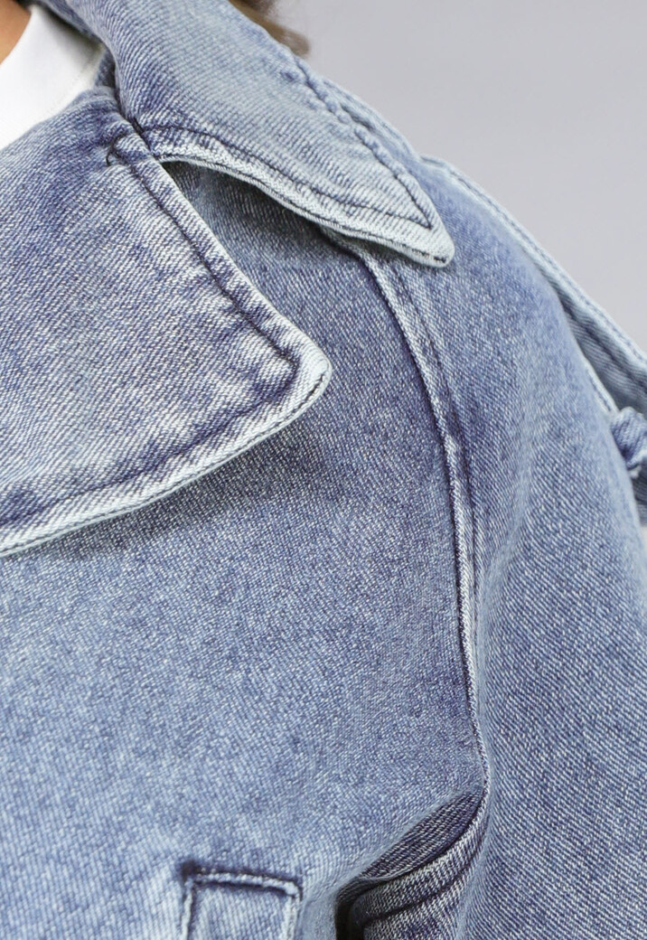 Blauw Jeans Jasje in Cropped Model