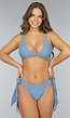 Triangel Bikinitop met Verstelbare Bandjes in As Blauw