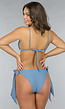Triangel Bikinitop met Verstelbare Bandjes in As Blauw
