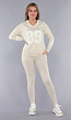 Beige Zachte Matching Stretch Set met Teddy Borduursel